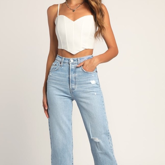 Lulu’s Radiating Romance White Sleeveless Cropped Bustier Top - BNWT - Size M - Picture 3 of 9